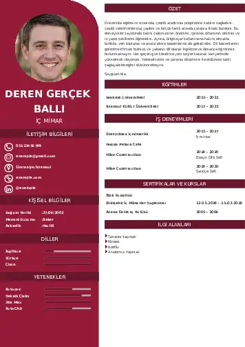 İç Mimar Cv Örnekleri cv indir